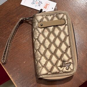 Lug Tram Quilted Metallic Walnut Wallet/Wristlet Clutch